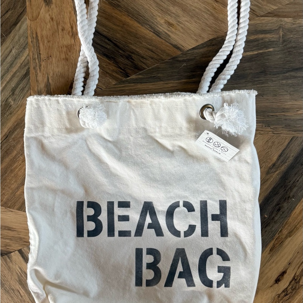 White Canvas Tote with Rope Handles